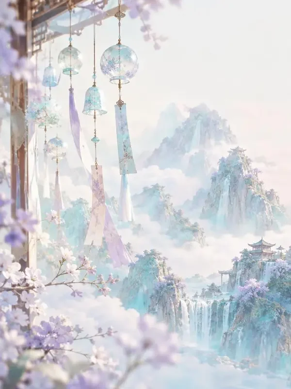 AI黄剧网页《山海铃音》古装言情封面海报