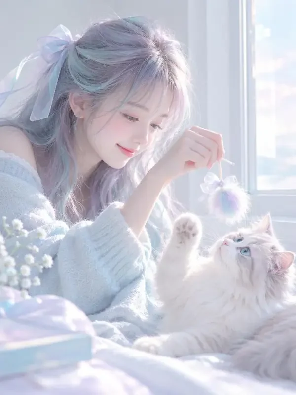 AI黄剧网页《云养一只猫》治愈日常封面海报